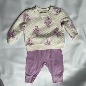Cat & Jack Floral Quilted Pull-over and Pants - White and Purple
